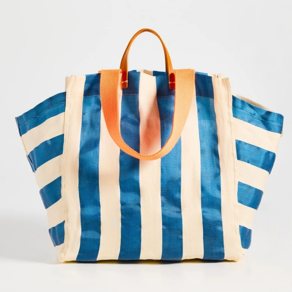 Clare V. Beach Tote Azul Shell No Clutch Rare - Picture 4 of 16